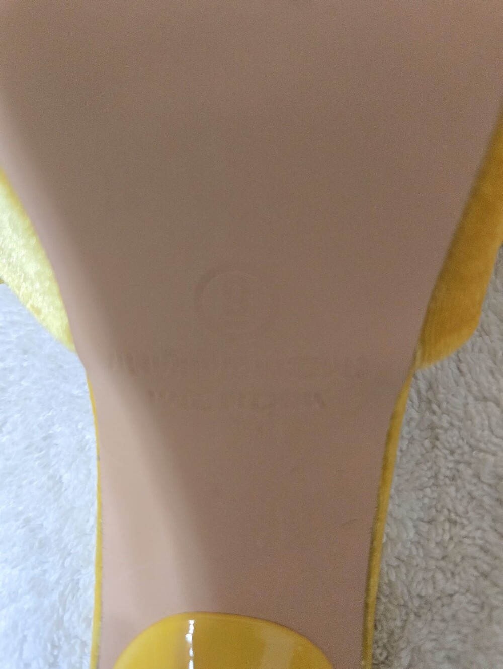 Lira Yellow Velvet Bow Slide Heels - Picture 7 of 7